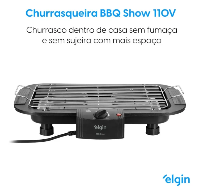 Churrasqueira Eletrica Elgin preta 1800W com grelha removivel
