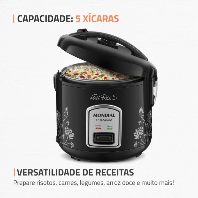 Panela Mondial Fast Rice 5 Premium preta 400W