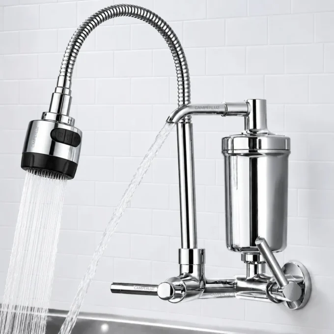 Torneira Gourmet Camperluz com Filtro: 2 jatos e purificador valem a pena? 2 Torneira Gourmet Camperluz cromada com filtro para cozinha