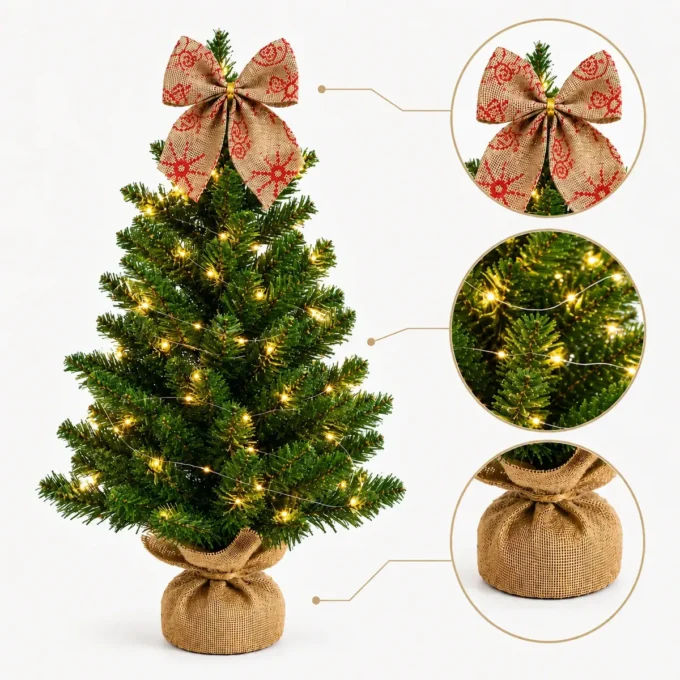 arvore natal mesa 60cm decorada