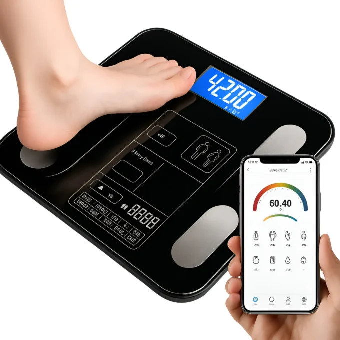 Balança de Bioimpedância Digital 180kg: funções, aplicativo e acompanhamento corporal 2 Balança de bioimpedância digital Smart com capacidade máxima anunciada de 180 kg.