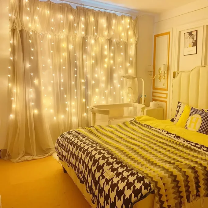 Cortina de Luz 300 LEDs 3x3m: como transformar sua decoração de Natal gastando pouco? 2 cortina luz 300 leds detalhes
