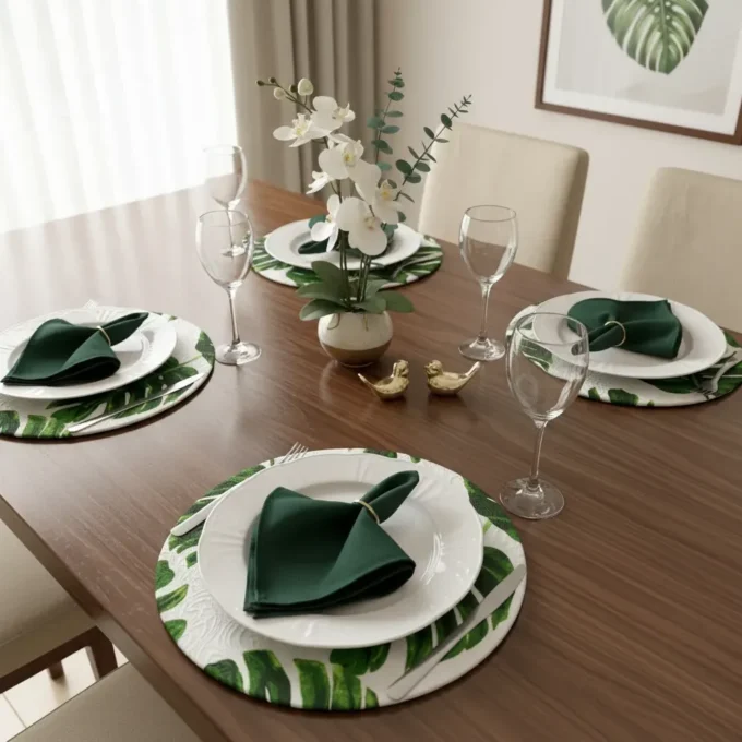 Kit Sousplat 6 Lugares com Bases de MDF, Capas e Guardanapos: como transformar sua mesa de jantar 2 kit sousplat 6 lugares mdf