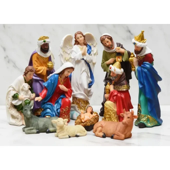 Presépio Grande de Natal em Resina com 11 Imagens: tradição e significado na decoração natalina 2 presepio natalino resina ps48 detalhes