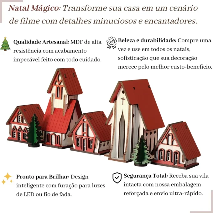 Vila Natalina com Igrejinha e Casinhas: como criar uma decoração de Natal encantadora 2 vila natalina igrejinha casinhas