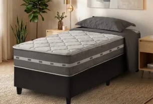 Cama Box Zidi Miami solteiro 88cm com colchao