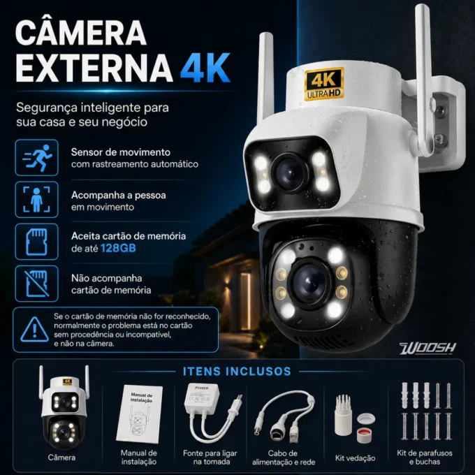 Kit 2 Cameras Woosh A28B monitorando entrada residencial