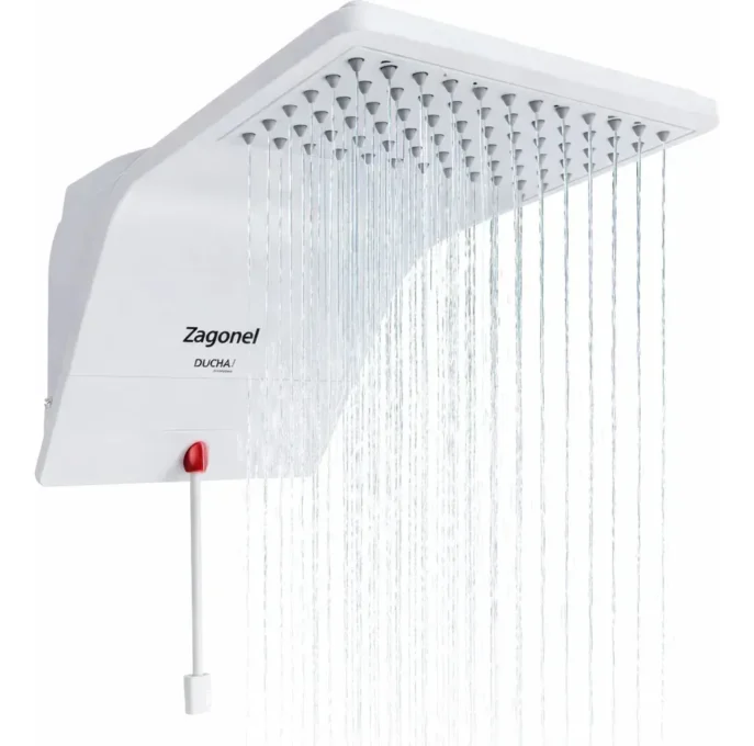 Chuveiro Zagonel Ducali 7500W branco com espalhador grande e jato de água