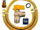 Detalhes do componente flexível e das conexões do kit de gás encanado de 1,20 metro.