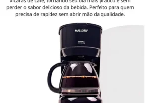 Cafeteira elétrica Mallory Aroma Plus com jarra de vidro e capacidade de 750 ml.
