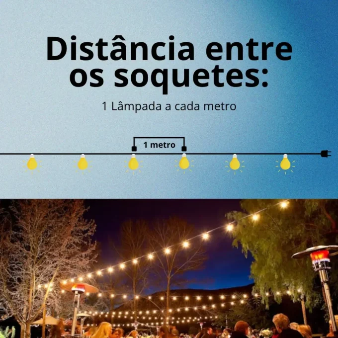 varal de luzes festao 50 metros